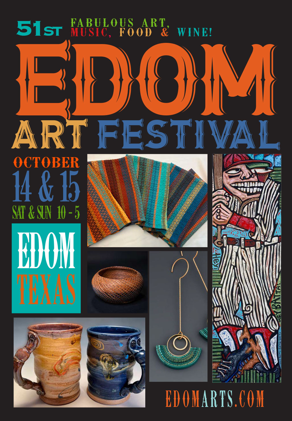 Poster announcing the 51st Edom Arts Festival October 14 and 15 10-5