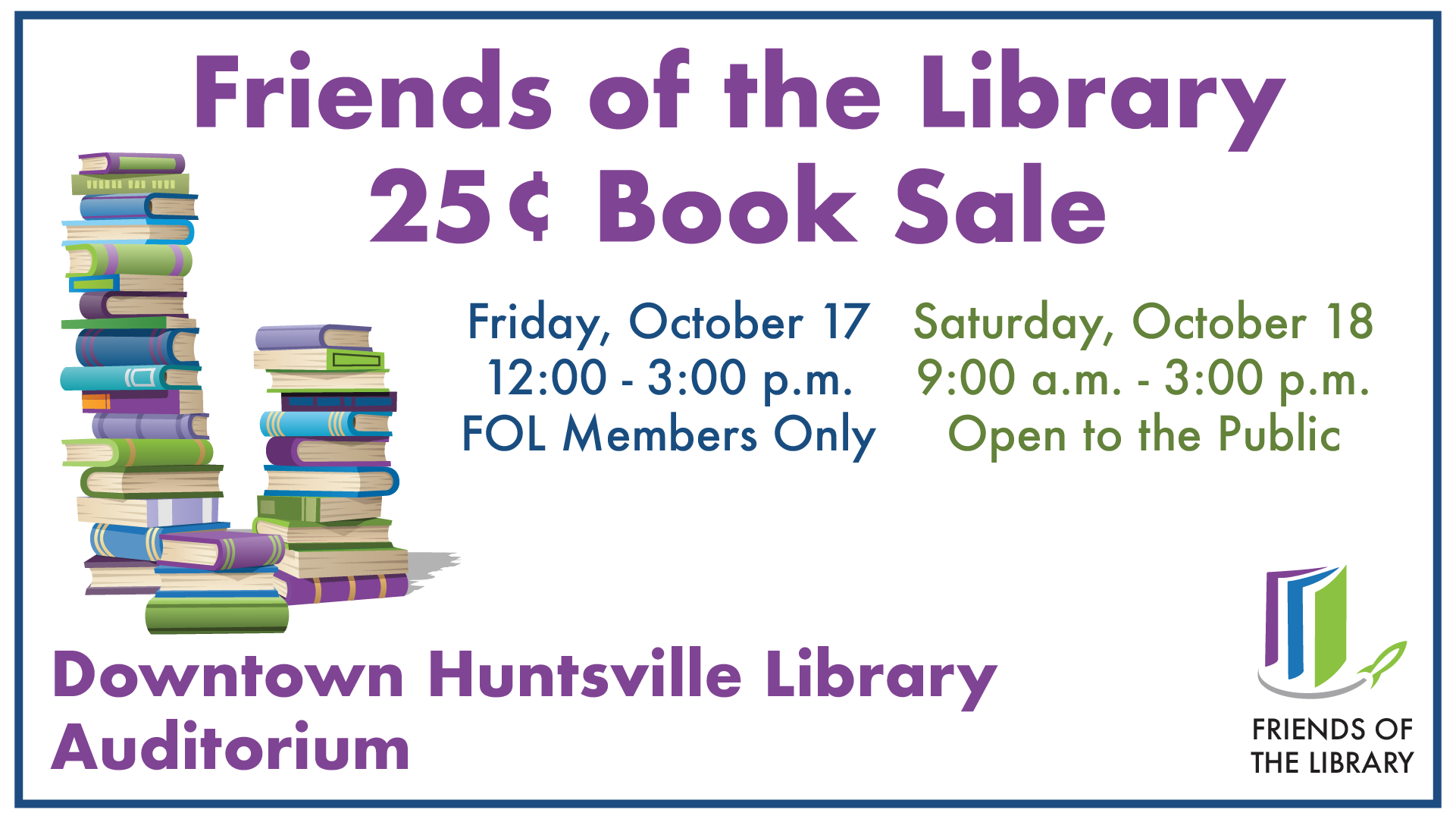Downtown Huntsville Friends of the Library 25¢ Sale