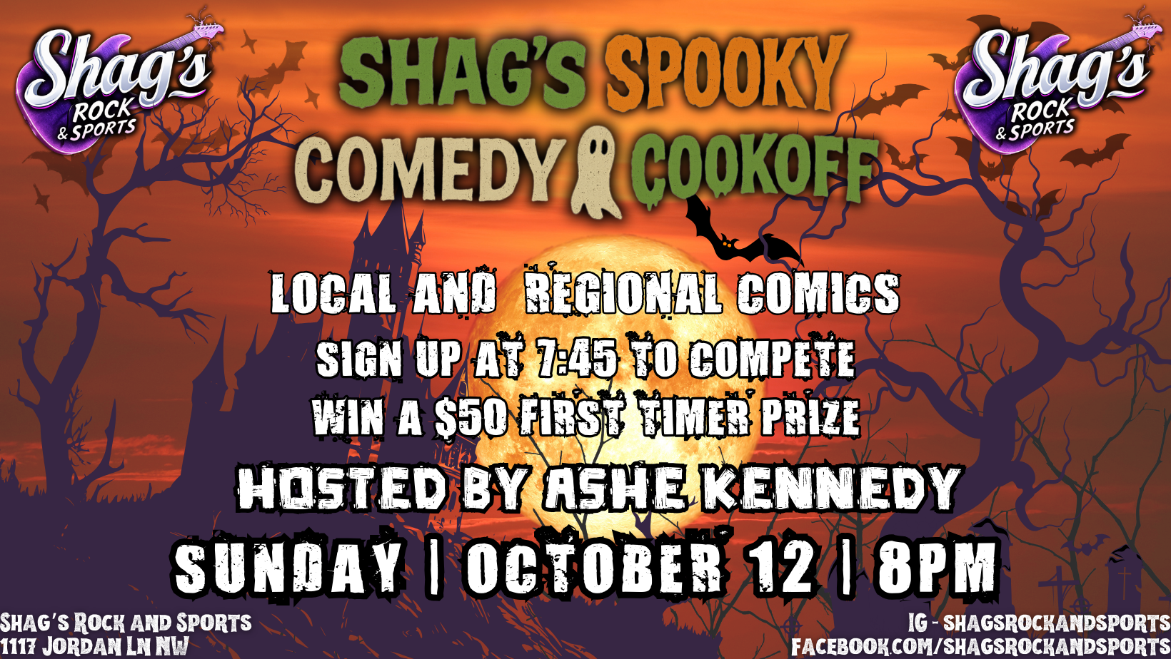 Shag’s Spooky Comedy Cookoff Hosted By Ashe Kennedy LIVE@Shag’s