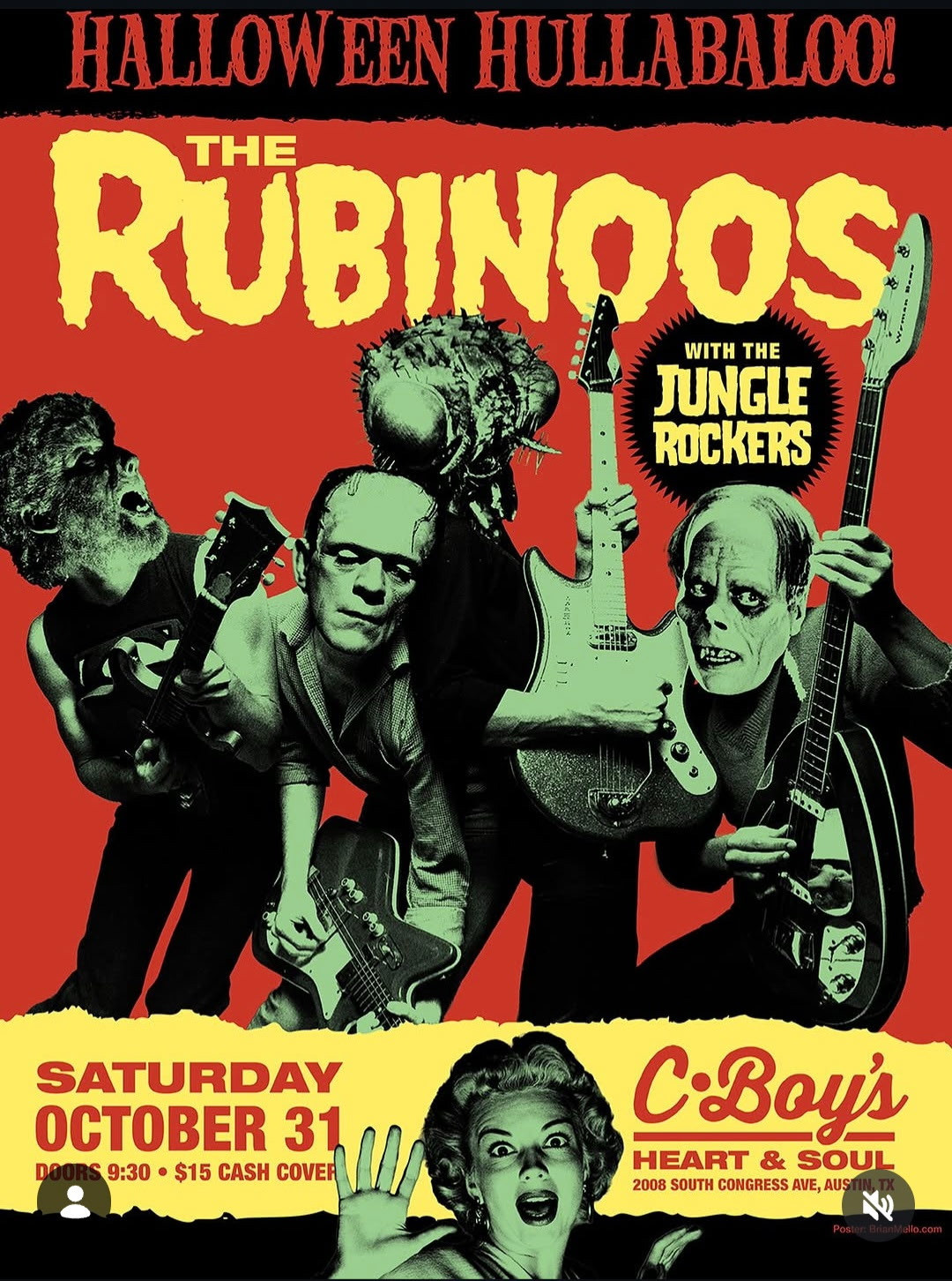 The Jungle Rockers @10pm, Rubinoos @11:45pm Austin concert poster