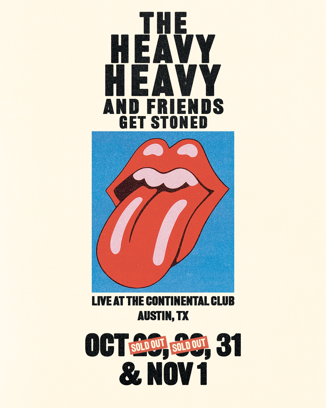 The Heavy Heavy @10, Barfield @12am Austin concert poster