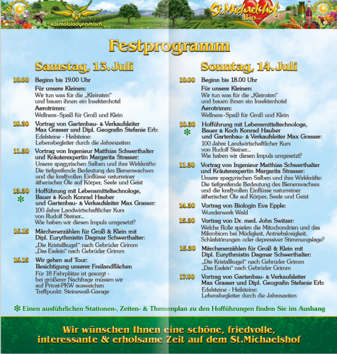 Programm Hoffest St. Michaelshof